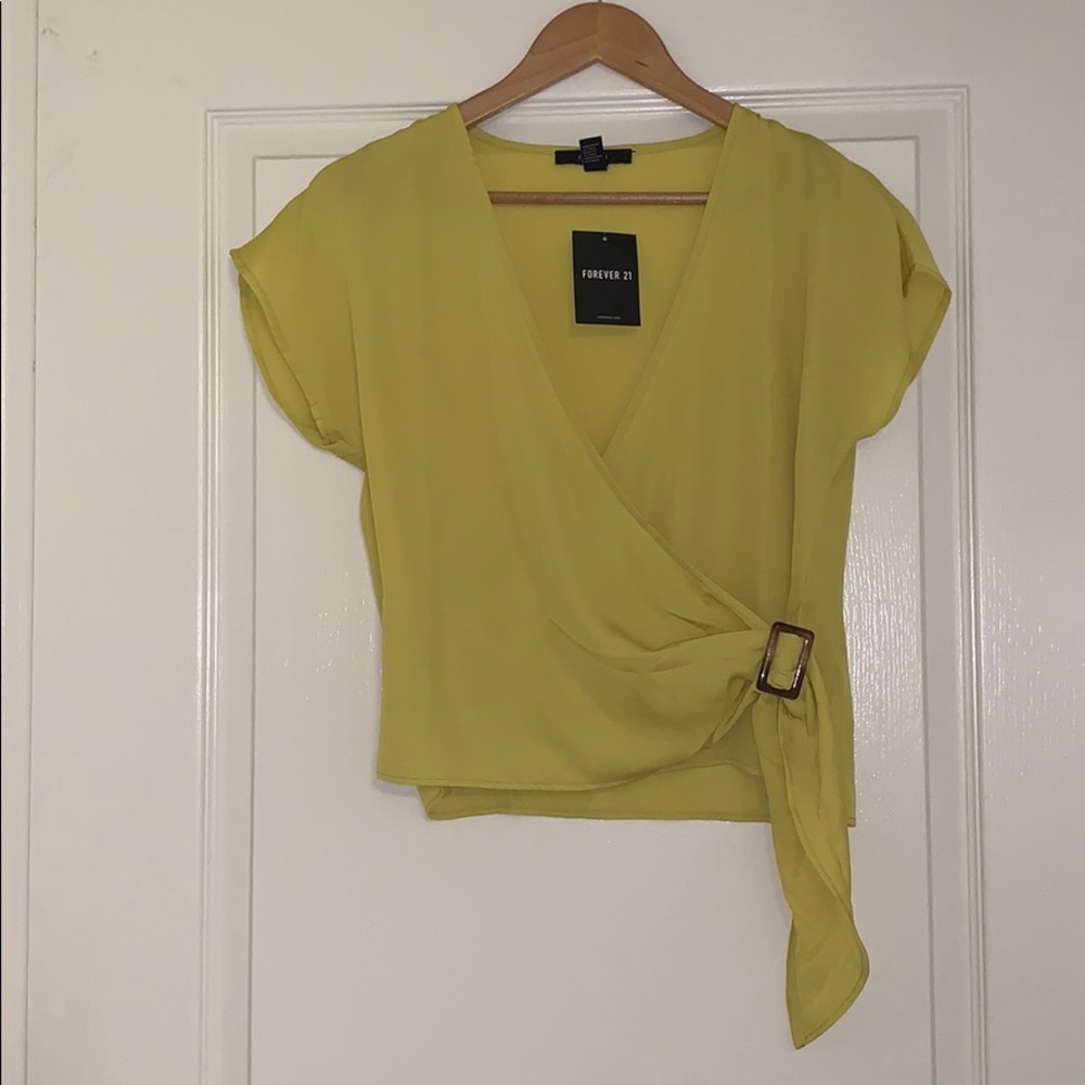 Yellow forever 21 sheer blouse